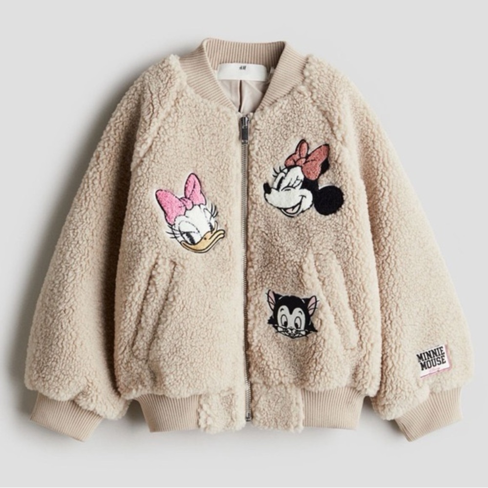 H&M Teddy Fleece Bomber Jacket Disney 3/4T